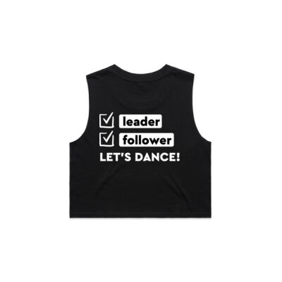WO's Crop Tank - White Logo front + White Leader/Follower back Thumbnail