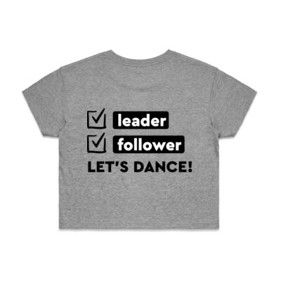 WO's Crop Tee - Round Logo front + Black Leader/Follower back Thumbnail