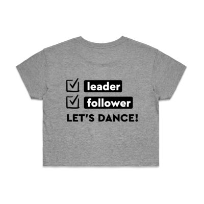 WO's Crop Tee - Black Logo front + Black Leader/Follower back Thumbnail